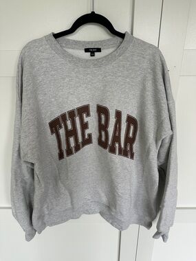 The Bar Gray Crewneck with Brown Logo